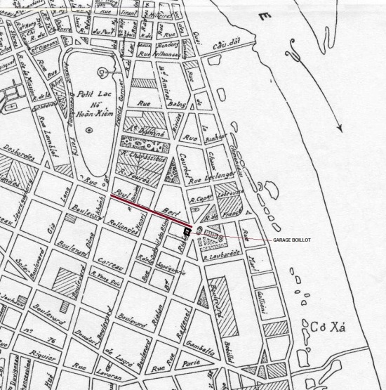 000.Vị trí phố Tràng Tiền trên bản đồ Hà Nội năm 1936